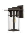 MANHATTAN Udendørs væglampe i aluminium og glas H38,1 cm 1 x E27 - Antik olieret bronze/Klar