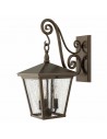 TRELLIS Udendørs væglampe i stål og glas H50,2 cm 3 x E14 - Antik bronze/Klar med dråbeeffekt