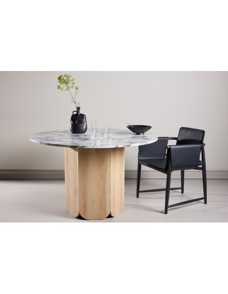 Spisebord træ marmor 120 rundt moderne design eg