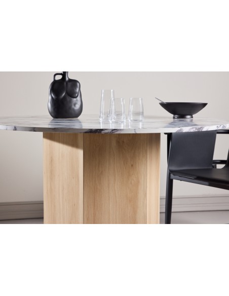 Spisebord træ marmor 120 rundt moderne design eg