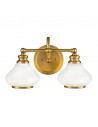 AINSLEY Badeværelselampe i stål og opalglas B40,6 cm 2 x 3W G9 LED - Børstet messing/Opalhvid