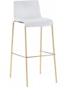 Barstol i metal og velour H100 cm - Guld/Creme