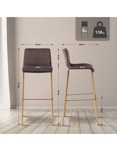 barstol velour velur stof billig moderne design