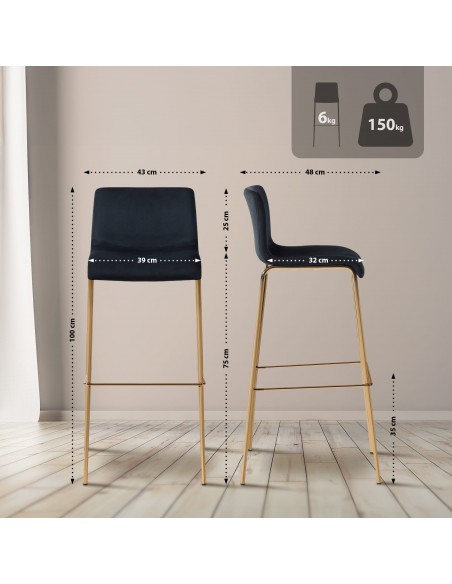 barstol velour velur stof billig moderne design