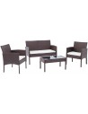 RAMUNDI Loungesæt i polyrattan og polyester - Brun/Creme