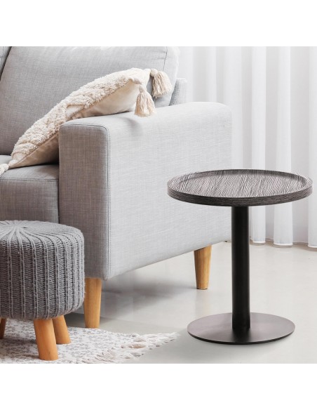 rundt sidebord sofabord træ sort moderne design