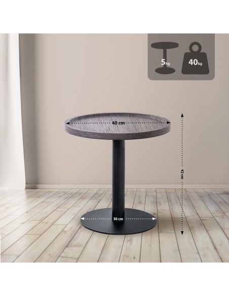 rundt sidebord sofabord træ sort moderne design