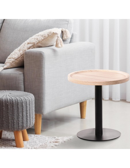rundt sidebord sofabord træ sort moderne design eg
