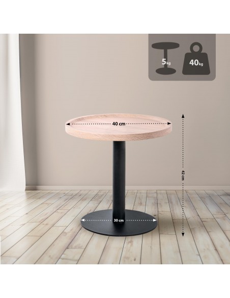 rundt sidebord sofabord træ sort moderne design eg