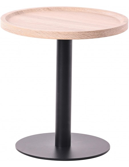 rundt sidebord sofabord træ sort moderne design eg