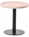 Rundt sidebord i metal og møbelplade Ø40 cm - Mat sort/Eg