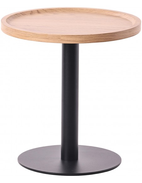 rundt sidebord sofabord træ sort moderne design eg