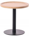 Rundt sidebord i metal og møbelplade Ø40 cm - Mat sort/Natur