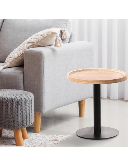 rundt sidebord sofabord træ sort moderne design eg