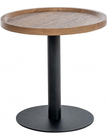 rundt sidebord sofabord træ sort moderne design brun