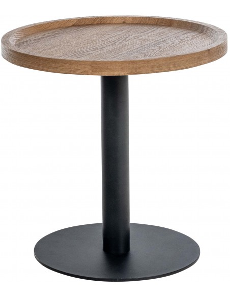 rundt sidebord sofabord træ sort moderne design brun