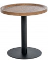 Rundt sidebord i metal og møbelplade Ø40 cm - Mat sort/Brun