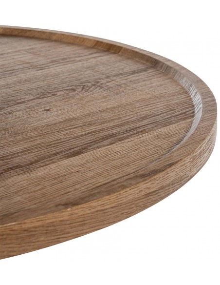 rundt sidebord sofabord træ sort moderne design brun