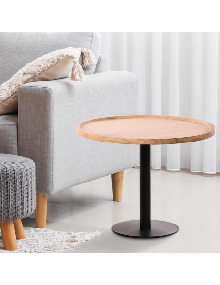 rundt sofabord træ sort moderne design eg
