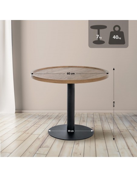 rundt sofabord træ sort moderne design brun