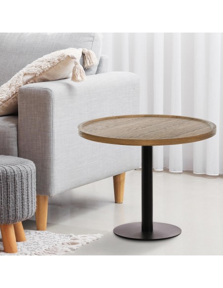 rundt sofabord træ sort moderne design brun