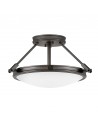 COLLIER Plafond i stål og glas Ø41,7 cm 3 x E14 - Oxideret sort/Opalhvid