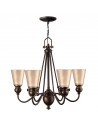 MAYFLOWER Lysekrone i stål og glas Ø66 cm 6 x E27 - Aldret bronze/Rav