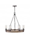 SAWYER Udendørs lysekrone i stål og glas Ø61 cm 6 x E14 - Sequoia træ/Frostet