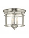 GENTRY Plafond i stål og glas Ø29 cm 3 x E14 - Poleret nikkel/Klar