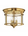 GENTRY Plafond i stål og glas Ø29 cm 3 x E14 - Poleret messing/Klar