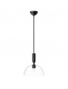 JUDE Loftlampe i stål og glas Ø30,5 cm 1 x E27 - Mat sort/Klar