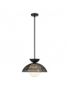 PERTH Loftlampe i stål, opalglas og rattan Ø37,5 cm 1 x E27 - Mat sort/Opalhvid/Sort