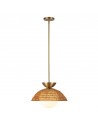 PERTH Loftlampe i stål, opalglas og rattan Ø37,5 cm 1 x E27 - Børstet guld/Opalhvid/Natur