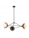 PERTH Lysekrone i stål, rattan og opalglas Ø101,4 cm 3 x E14 - Mat sort/Opalhvid/Sort