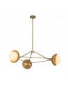 PERTH Lysekrone i stål, rattan og opalglas Ø101,4 cm 3 x E14 - Børstet guld/Opalhvid/Natur
