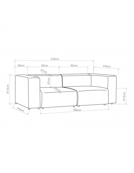 sofa modulsofa moduler moderne design stof 2 personer billig grå