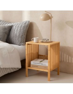 sengebord med hylde natbord træ opbevaring 2