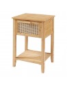 Sengebord med skuffe i bambus og rattan H60 x B40 x D35 cm - Natur