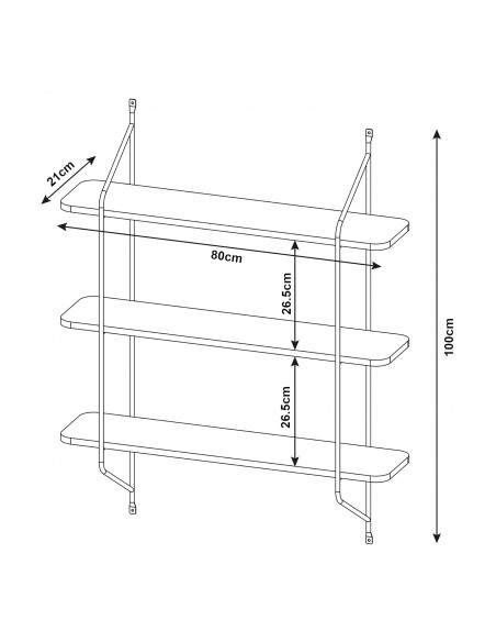 moderne hylde string sort metal