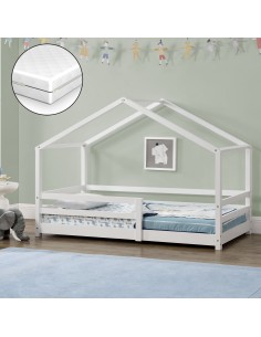 børneseng husseng hus træ indretning til børneværelset koldskum hvid 2