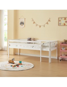 børneseng træ indretning til børneværelset hvid 90 200 højseng halvhøj halvhøjseng 2