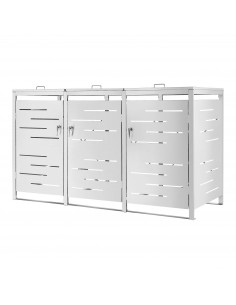 Skraldespandsskjuler stål 3 spande skraldespande affaldsopbevaring