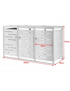 Skraldespandsskjuler stål 3 spande skraldespande affaldsopbevaring 2