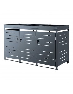 Skraldespandsskjuler stål 3 spande skraldespande affaldsopbevaring