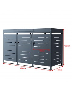 Skraldespandsskjuler stål 3 spande skraldespande affaldsopbevaring 2