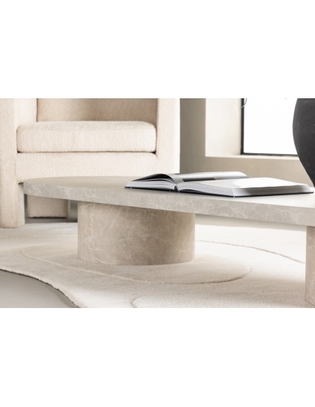 sofabord beige marmor træ