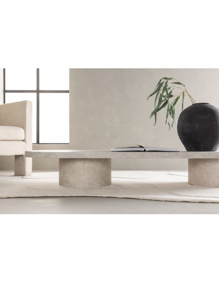 sofabord beige marmor træ
