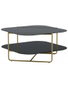 LINE Sofabord i stål og glas H45 x B85 x D85 cm - Mat messing/Sort marmoriseret