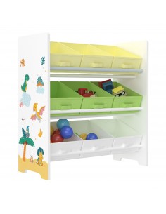 reol til børn børneværelse indretning dinosaur kasser opbevaring legetøj