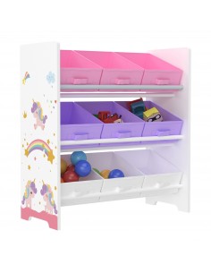 reol til børn børneværelse indretning enhjørning kasser opbevaring legetøj